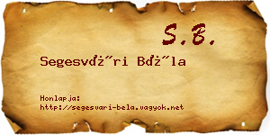 Segesvári Béla névjegykártya